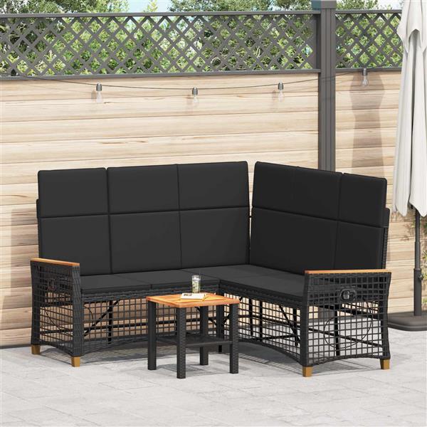 Grote foto vidaxl tuin ligbank set zwart 164 x 164 x 112 cm poly rattan tuin en terras tuinmeubelen