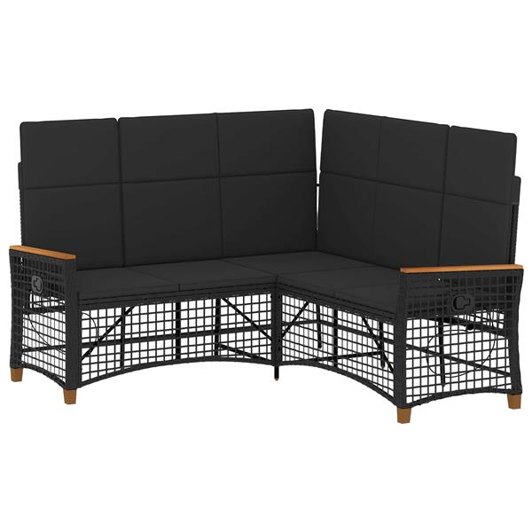 Grote foto vidaxl tuin ligbank set zwart 164 x 164 x 112 cm poly rattan tuin en terras tuinmeubelen