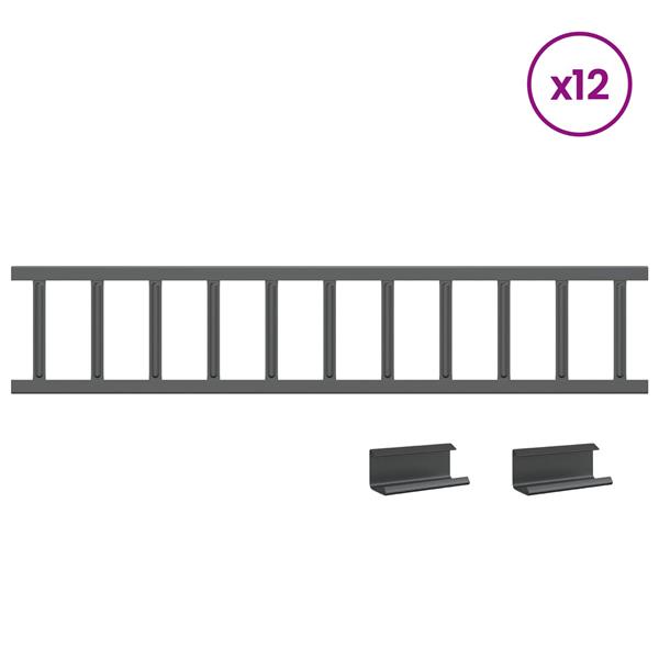 Grote foto vidaxl dak sneeuwbeugel antraciet 1200 x 2 5 x 20 cm staal tuin en terras hekken en schuttingen