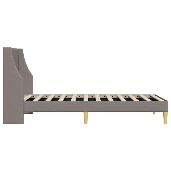 Grote foto vidaxl bedframe met hoofdeinde taupe 100 x 200 cm stof antiek en kunst stoelen en banken