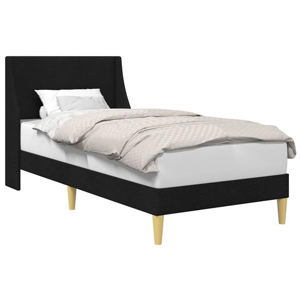 Grote foto vidaxl bedframe met hoofdeinde zwart 100 x 200 cm stof antiek en kunst stoelen en banken
