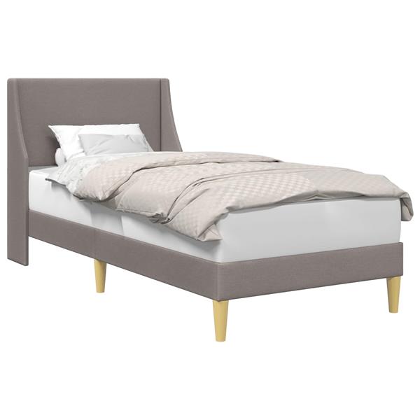 Grote foto vidaxl bedframe met hoofdeinde taupe 90 x 200 cm stof antiek en kunst stoelen en banken