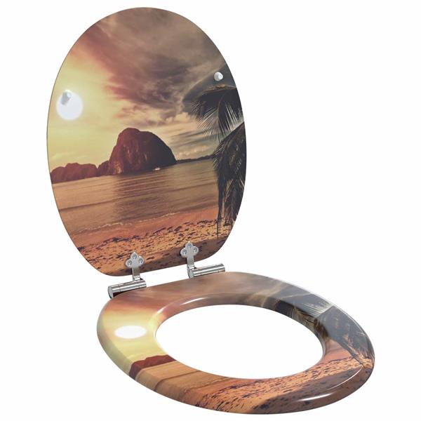 Grote foto vidaxl zachte sluit toiletbril oranje 44 x 38 cm mdf plaat doe het zelf en verbouw sanitair