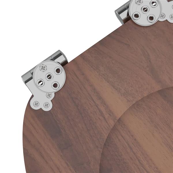 Grote foto vidaxl zachte sluit toiletbril bruin 44 x 38 cm mdf plaat doe het zelf en verbouw sanitair