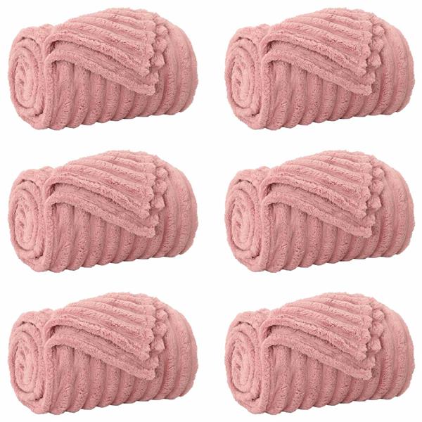 Grote foto vidaxl kleden 6 pcs roze 240 x 220 cm fleece huis en inrichting bedden