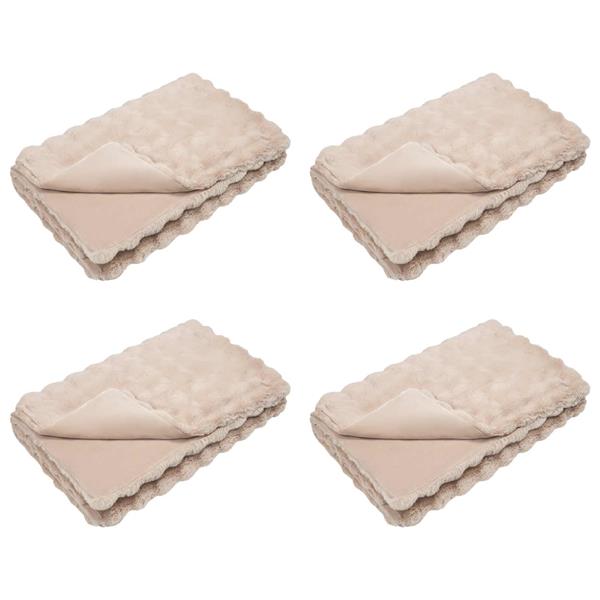 Grote foto vidaxl antislip nep konijnenbont deken olite 4 pcs beige 240 x 270 cm huis en inrichting bedden