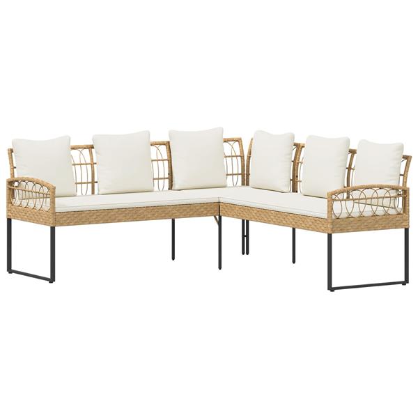 Grote foto vidaxl tuinbankenset met kussen 2 pcs naturel poly rattan staal tuin en terras tuinmeubelen