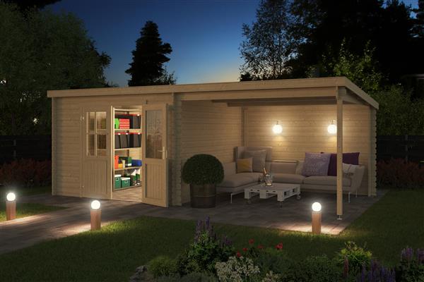 Grote foto blokhut met overkapping orlando 581x292 vuren tuin en terras tuinhuisjes en blokhutten