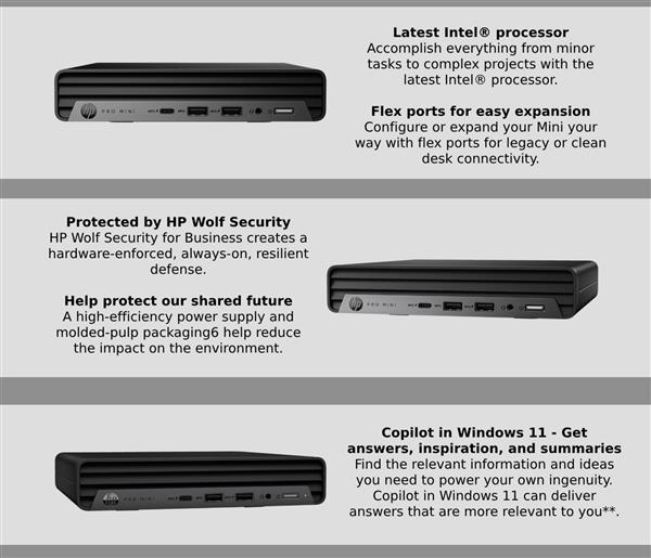 Grote foto hp pro mini 400 g9 16gb ddr5 256 ssd 14e gen. computers en software desktop pc
