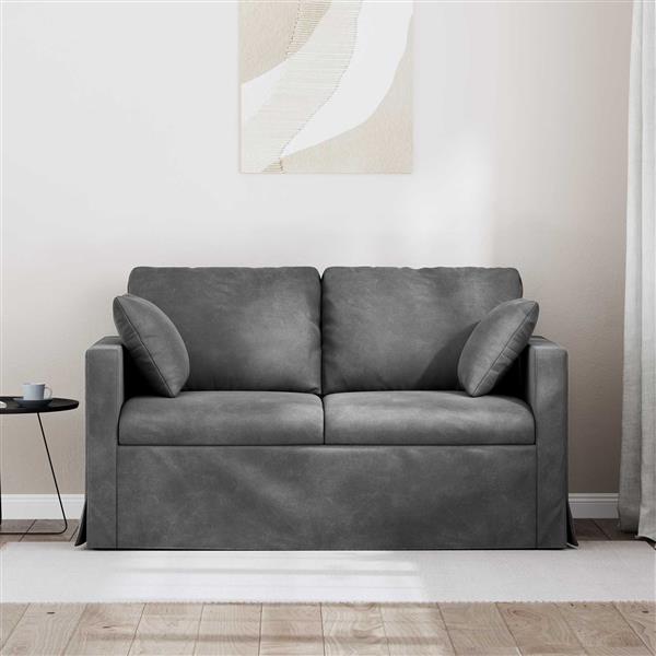 Grote foto vidaxl bank donkergrijs 138 x 78 x 80 cm fluweel huis en inrichting bankstellen