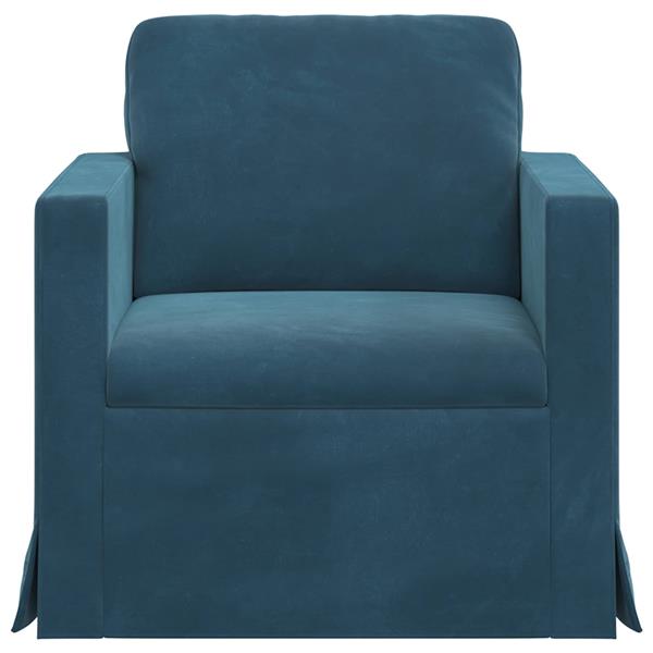 Grote foto vidaxl bank blauw 78 x 78 x 80 cm fluweel huis en inrichting bankstellen