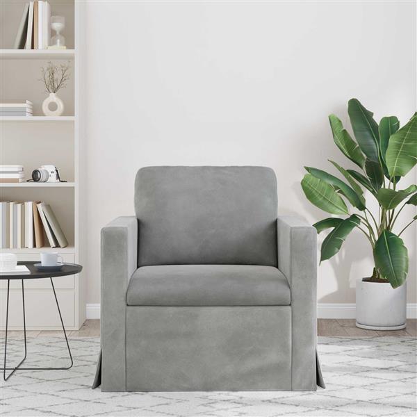 Grote foto vidaxl bank lichtgrijs 78 x 78 x 80 cm fluweel huis en inrichting bankstellen