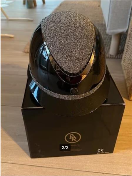 Grote foto br paardrijhelm donkerblauw met glitter sport en fitness paardensport