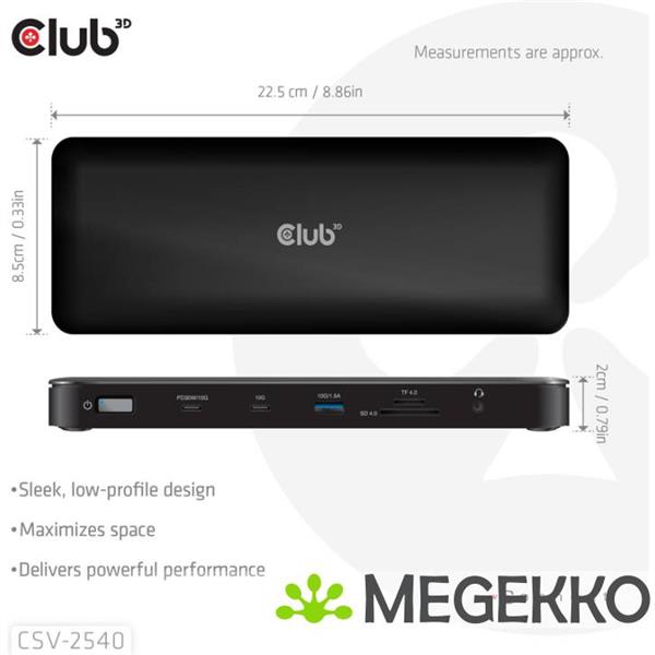 Grote foto club3d club 3d 14 in 1 usb c quad display dockingstation 4 schermen 100w snelladen computers en software overige computers en software