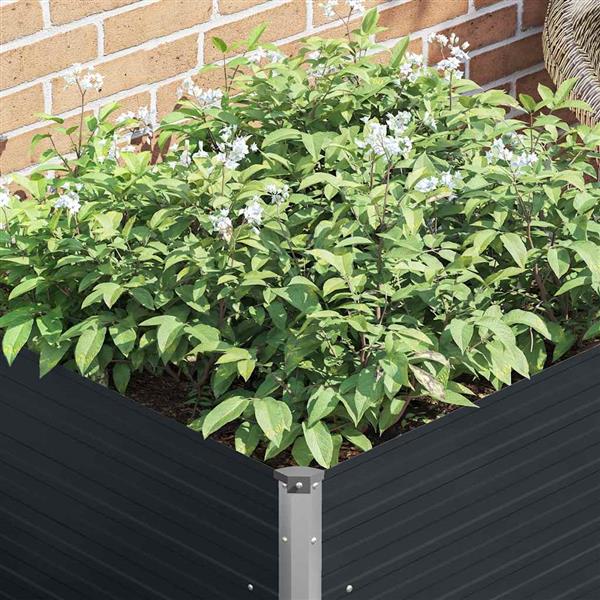 Grote foto vidaxl plantenbak verhoogd 100x100x77cm gegalvaniseerd staal antraciet tuin en terras overige tuin en terras