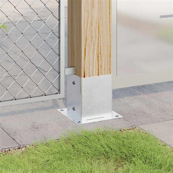 Grote foto vidaxl spokkels vierkant 4 st gegalvaniseerd staal zilverkleurig tuin en terras overige tuin en terras