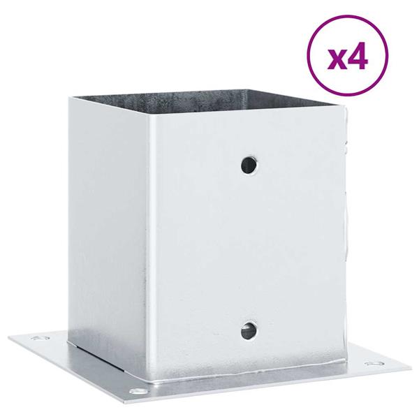 Grote foto vidaxl spokkels vierkant 4 st gegalvaniseerd staal zilverkleurig tuin en terras overige tuin en terras