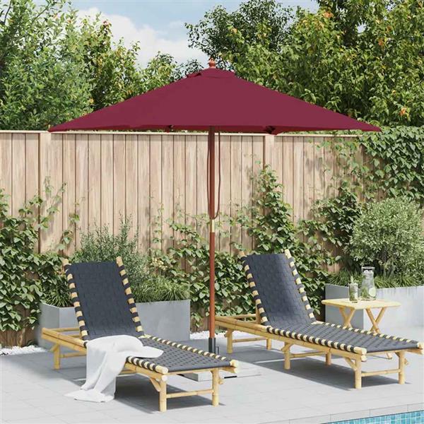Grote foto vidaxl parasol met houten paal 150x200 cm bordeauxrood tuin en terras overige tuin en terras