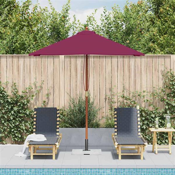 Grote foto vidaxl parasol met houten paal 150x200 cm bordeauxrood tuin en terras overige tuin en terras