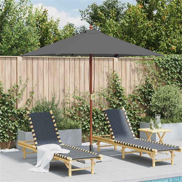 Grote foto vidaxl parasol met houten paal 150x200 cm antraciet tuin en terras overige tuin en terras