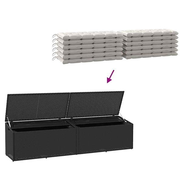 Grote foto vidaxl tuinbox 220x50x58 cm poly rattan zwart tuin en terras overige tuin en terras