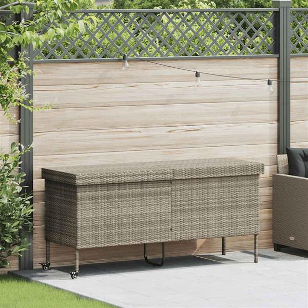 Grote foto vidaxl tuinbox met wielen 160x55x75 cm poly rattan lichtgrijs tuin en terras overige tuin en terras