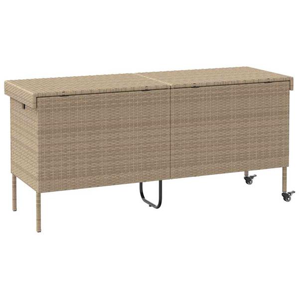 Grote foto vidaxl tuinbox met wielen 160x55x75 cm poly rattan beige tuin en terras overige tuin en terras