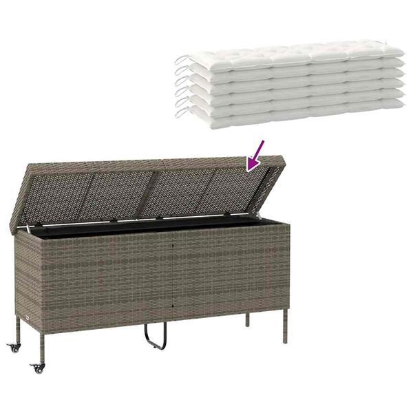 Grote foto vidaxl tuinbox met wielen 160x55x75 cm poly rattan grijs tuin en terras overige tuin en terras