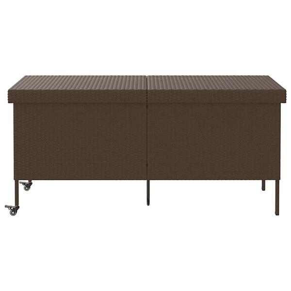 Grote foto vidaxl tuinbox met wielen 160x55x75 cm poly rattan bruin tuin en terras overige tuin en terras