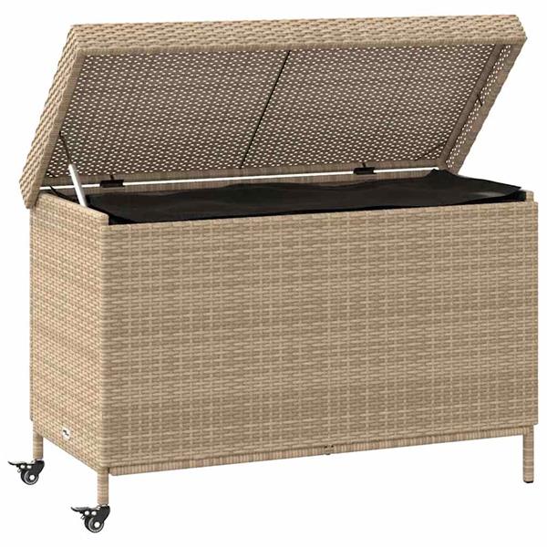 Grote foto vidaxl tuinbox met wielen 110x55x73 cm poly rattan gemengd beige tuin en terras overige tuin en terras