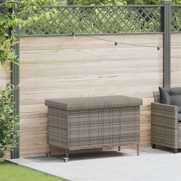 Grote foto vidaxl tuinbox met wielen 110x55x73 cm poly rattan grijs tuin en terras overige tuin en terras