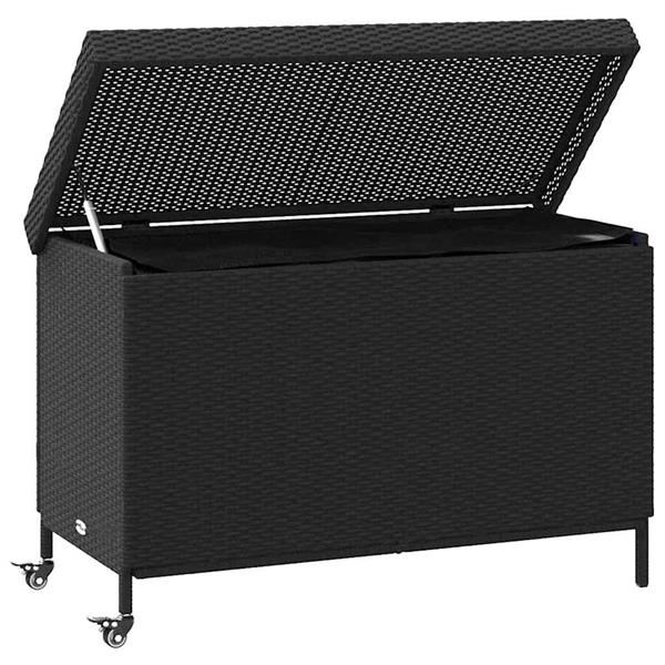 Grote foto vidaxl tuinbox met wielen 110x55x73 cm poly rattan zwart tuin en terras overige tuin en terras