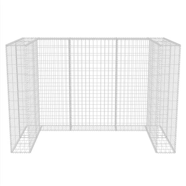 Grote foto vidaxl schanskorf dubbele vuilnisbak ombouw 180x100x120 cm staal tuin en terras overige tuin en terras