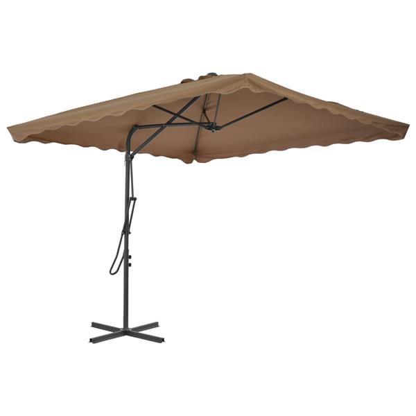Grote foto vidaxl parasol met stalen paal 250x250 cm taupe tuin en terras overige tuin en terras
