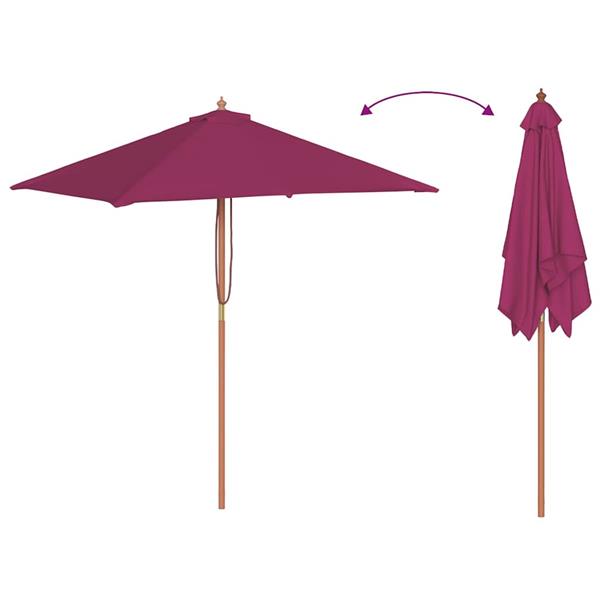 Grote foto vidaxl parasol met houten paal 150x200 cm bordeauxrood tuin en terras overige tuin en terras