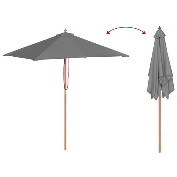 Grote foto vidaxl parasol met houten paal 150x200 cm antraciet tuin en terras overige tuin en terras