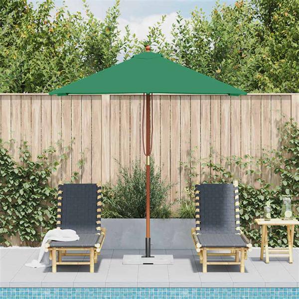 Grote foto vidaxl parasol met houten paal 150x200 cm groen tuin en terras overige tuin en terras