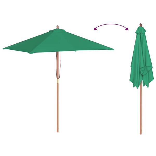 Grote foto vidaxl parasol met houten paal 150x200 cm groen tuin en terras overige tuin en terras