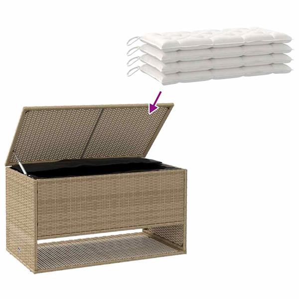 Grote foto vidaxl opbergbox voor buiten 100x55x55 5 cm poly rattan beige tuin en terras overige tuin en terras