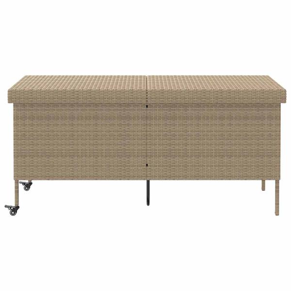 Grote foto vidaxl tuinbox met wielen 160x55x75 cm poly rattan beige tuin en terras overige tuin en terras