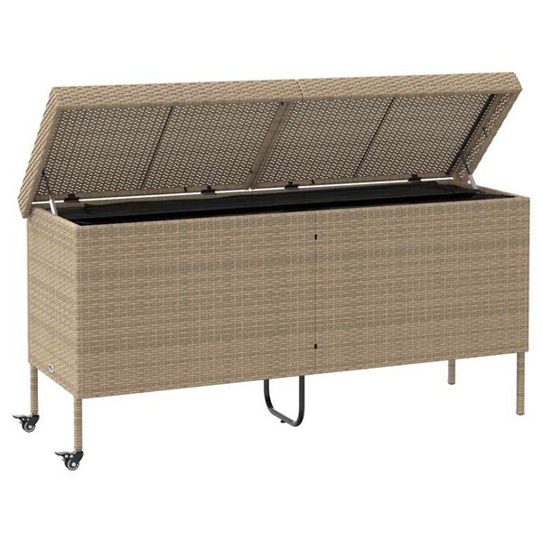 Grote foto vidaxl tuinbox met wielen 160x55x75 cm poly rattan beige tuin en terras overige tuin en terras
