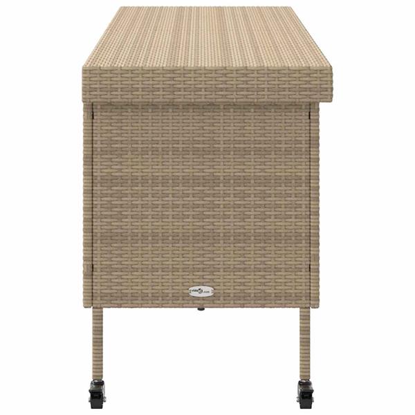 Grote foto vidaxl tuinbox met wielen 160x55x75 cm poly rattan beige tuin en terras overige tuin en terras