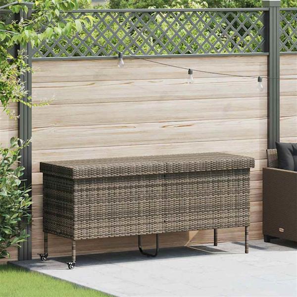 Grote foto vidaxl tuinbox met wielen 160x55x75 cm poly rattan grijs tuin en terras overige tuin en terras