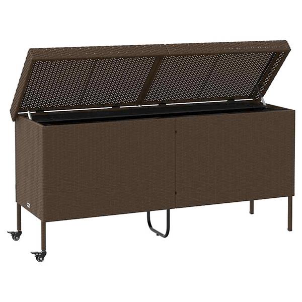 Grote foto vidaxl tuinbox met wielen 160x55x75 cm poly rattan bruin tuin en terras overige tuin en terras