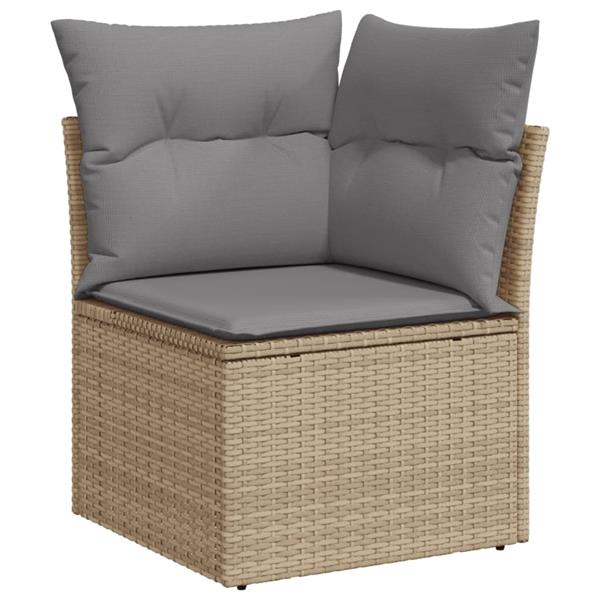 Grote foto vidaxl 7 delige loungeset met kussens poly rattan gemengd beige tuin en terras tuinmeubelen