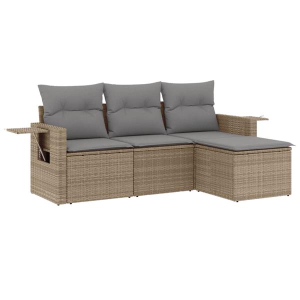 Grote foto vidaxl 4 delige loungeset met kussens poly rattan beige tuin en terras tuinmeubelen