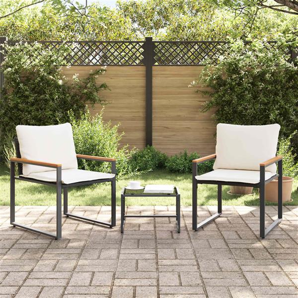 Grote foto vidaxl meubelsets met kussen 3 pcs zwart en cream wit rattan tuin en terras tuinmeubelen