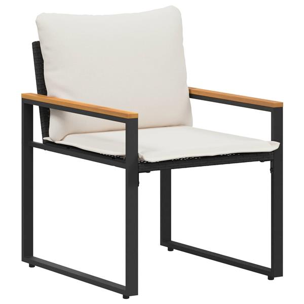 Grote foto vidaxl meubelsets met kussen 3 pcs zwart en cream wit rattan tuin en terras tuinmeubelen