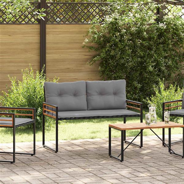 Grote foto vidaxl houten laag bank met kussen effen lichtgrijs 114 x 55 x 77 cm tuin en terras tuinmeubelen