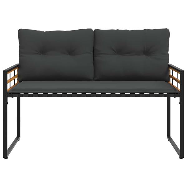 Grote foto vidaxl houten laag bank met kussen effen middelgrijs 114 x 55 x 77 cm tuin en terras tuinmeubelen